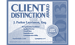 client distinction award parker layrisson personal injury attorney client distinction award